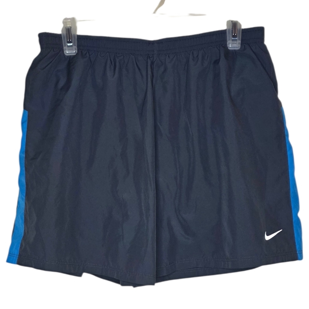 Nike Running Shorts Gray Blue Stripe Lined Mens Size Large